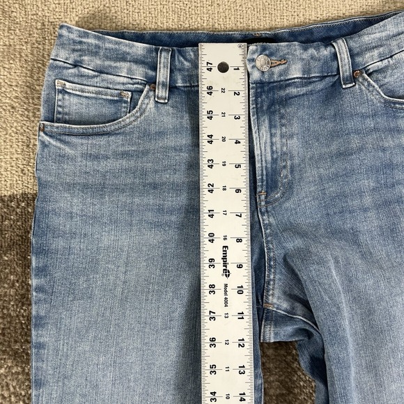 Express Jeans Womens 31X28.5 Flare Mid Rise Dark Wash Denim Stretch 70s Fray - Picture 5 of 7